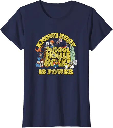 Vista 26 de Camiseta vintage con logo de Schoolhouse Rock "Knowledge is Power" de la serie de TV Azul Marino