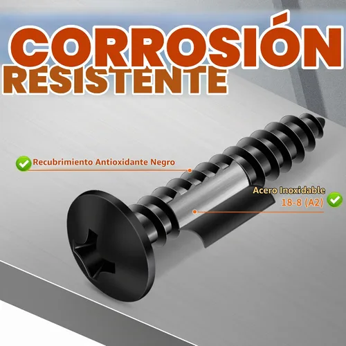 Vista 3 de 100 PCS tornillos para madera Phillips de cabeza redonda (Truss Head) de acero inoxidable 18-8 (A2) #6 X 5/8 pulgadas, rosca completa recubierta