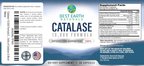 Vista 8 de Best Earth Naturals Suplemento Catalase 10,000 con Saw Palmetto, Biotina, Fo-Ti, PABA - Suplementos capilares para cabello fuerte - 60 cápsulas