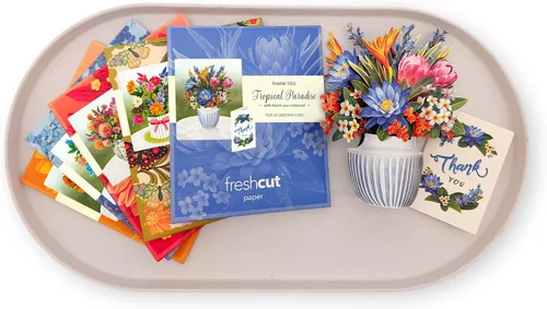 Vista 9 de FreshCut Paper Juego de 5 mini flores de cumpleaños en caja