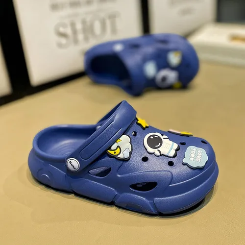 Vista 2 de Zapatos de jardín Verano Niños Patrón Unisex Zapatos de Niños Forro Zueco Niños Sandalias Azul 3637, Azul