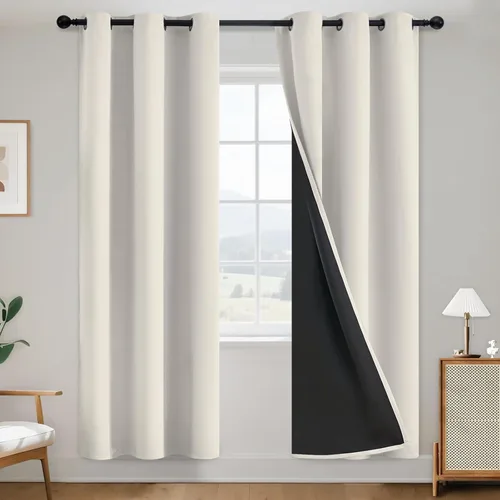 Vista 163 de SimpleHome - Cortinas opacas 100% para recámara, cortinas de ventana con ojales beige, con aislamiento térmico, cortinas de oscurecimiento