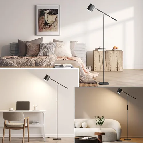 Vista 4 de Lámparas de pie para sala de estar, moderna lámpara de pie regulable con control remoto y táctil, brazos oscilantes ajustables de 73 pulgadas