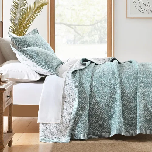 Vista 3 de SahSahCasa - Juego de cama con edredón tamaño queen, 100% algodón, con colcha, patrón botánico, color sólido, elegante, edredón acolchado ligero