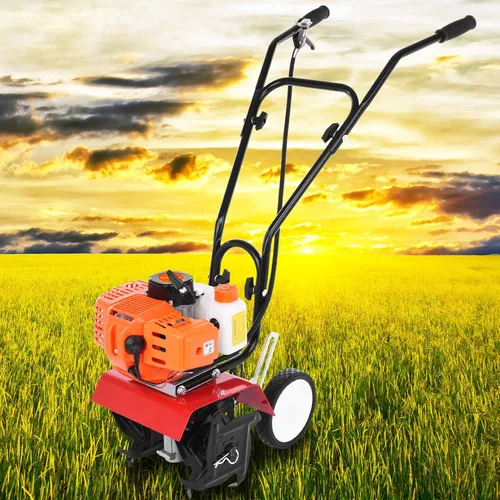 Vista 3 de Cultivador de jardín, cultivador de gasolina de 2 tiempos, 9000 rpm, 1.2L, tanque de combustible de 6 pulgadas, profundidad de trabajo de 6