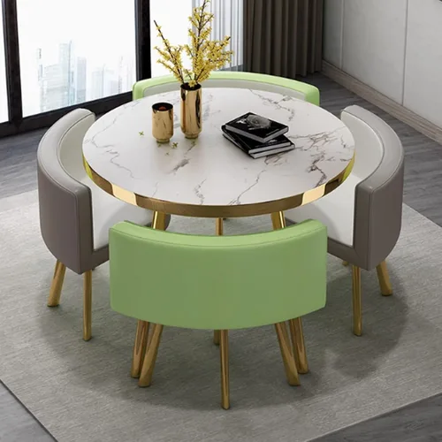 Vista 10 de YVYKFZD Round Conference Table, Office Reception Room Club Table, Coffee Kitchen Dining Table Set with Metal Legs, Business Conference Room Table 2