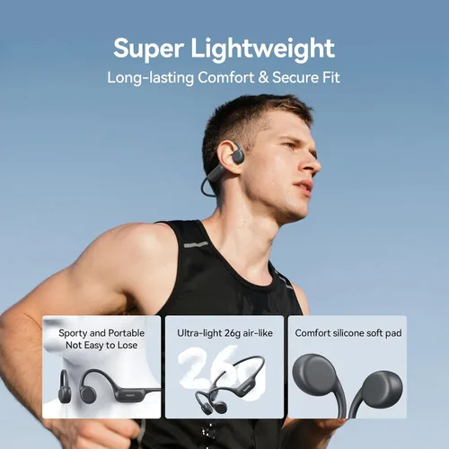 Vista 6 de Auriculares de natación NANK Runner4, auriculares de conducción ósea IP68 Negro