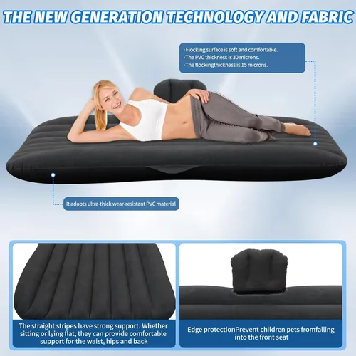 Vista 6 de Car Air Mattress for 2018 2019 2020 Black