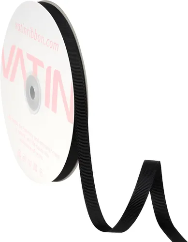 Vista 246 de VATIN Cinta de Grogrén Negra, 1-1/2" x 50 Yardas Continuas, Cinta de Grogrén de Poliéster Negra, Usar para Lazos de Bricolaje, Accesorios