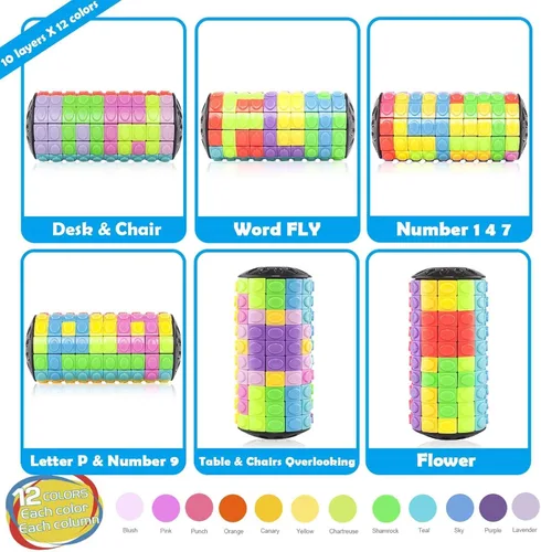 Vista 3 de R.Y.TOYS Juguete para ansiedad, rompecabezas de cubo mágico, rompecabezas de cerebro para adultos, juego de mano inquieto de lógica giratoria