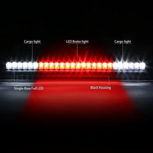 Vista 2 de DNA MOTORING Tercera luz LED de freno con lente ahumada de carcasa negra, lámpara de freno de montaje alto de tercera cola, compatible con Nissan