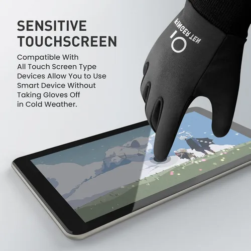 Vista 2 de FINGER TEN Guantes de invierno para pantalla táctil para niños y niñas, guantes térmicos para clima frío, guantes ligeros y cálidos para pantalla