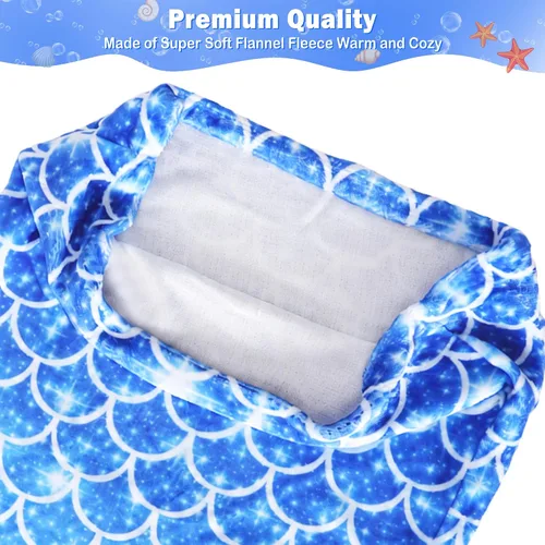Vista 4 de Viviland Manta de cola de sirena – Manta de felpa de sirena para niñas, para todas las estaciones, manta de franela suave para acurrucarse, saco