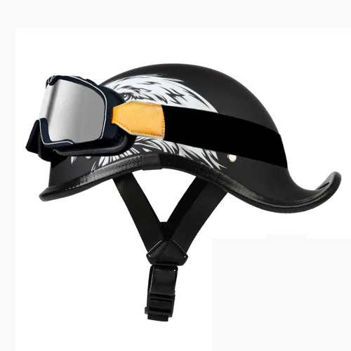 Vista 20 de Medio casco de motocicleta vintage, aprobado por el DOT, para adultos, casco convertible vintage para scooters, ciclomotores, cascos de motocicleta