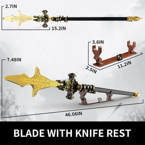 Vista 3 de SATHIBI Juego de construcción de espadas Demon para adultos, modelo de bloque de construcción de cuchillo de 46 pulgadas de largo con soporte