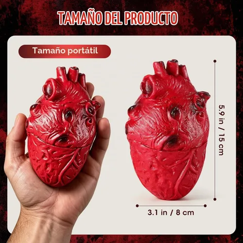 Vista 3 de PRETYZOOM - Corazón falso, accesorio de corazón realista para Halloween, 5.9 x 3.5 pulgadas