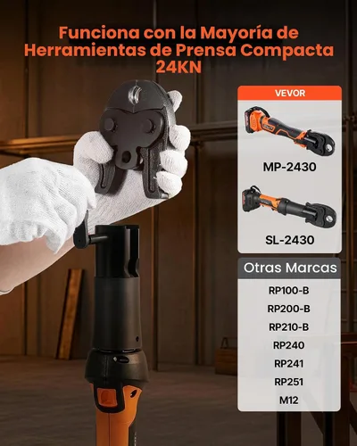 Vista 3 de VEVOR Mandíbula de prensa de 1/2" para herramientas de prensa de serie compacta, mandíbula de prensado de acero endurecido 52 HRC - Compatible