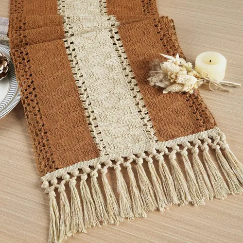 Vista 33 de FEXIA Camino de Mesa Negro con Borlas de 72 Pulgadas Macramé Boho Estilo Granja Camino de Mesa para Decoración de Dormitorio y Comedor