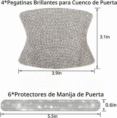 Vista 2 de BetterJonny 10 unidades de protector contra arañazos de cristal, protector contra arañazos de diamantes para coche para mujeres y niñas (plata)