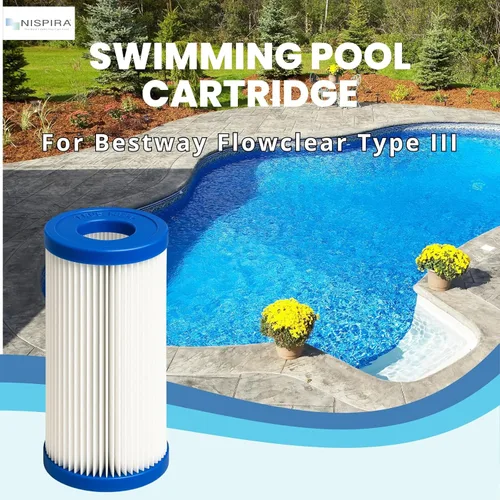 Vista 2 de Nispira Filtro de piscina de repuesto para bomba de filtro de piscina Bestway Flowclear tipo III 58012E 1000-1500 galones Paquete de 2