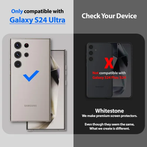 Vista 5 de [Tipo de anillo de cámara domo] Protector de cámara Galaxy S24 Ultra de Whitestone [instalación de un toque] - Paquete de 2 compatibles con Galaxy