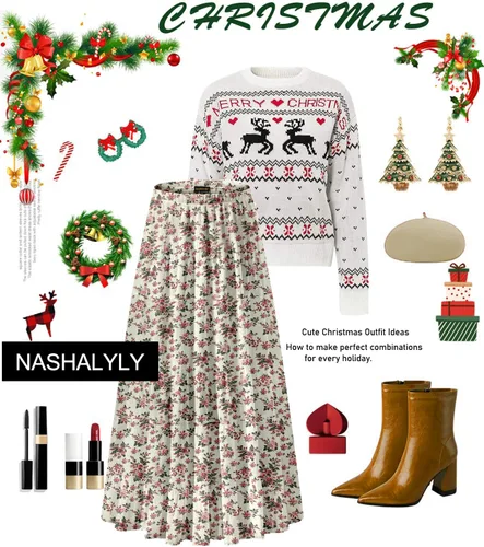 Vista 4 de NASHALYLY - Faldas largas de gasa, acampanadas, plisadas, con cintura alta y elástica para mujer Albaricoque Rosa Floral