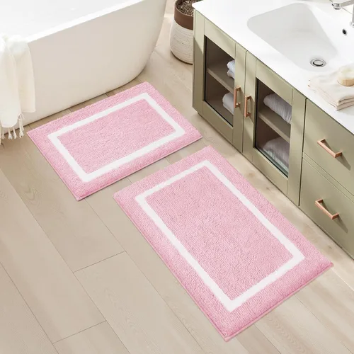 Vista 9 de HOMEIDEAS Juego de 2 alfombras de baño beige de 20 x 32 pulgadas + 16 x 24 pulgadas