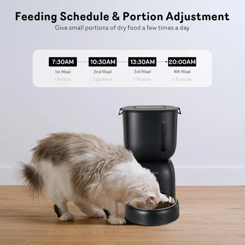 Vista 2 de Alimentador automático para gatos y dispensador de agua FW1, dispensador de comida para gatos con cable o batería, temporizador, alimentador