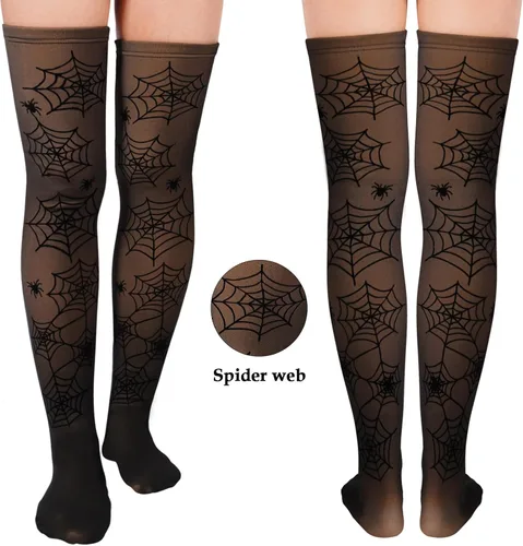 Vista 4 de Calcetines altos con forro polar para mujer, falsos translúcidos, flocados, cálidos, de felpa, gruesos, sobre la rodilla, calentadores de piernas