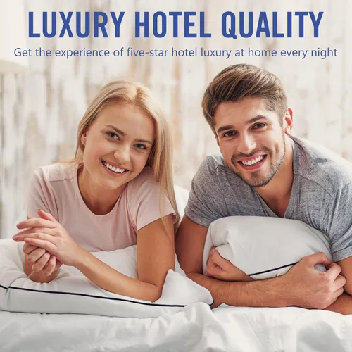 Vista 5 de Vorouhals Colección de Hotel - Juego de 2 almohadas de cama tamaño estándar frescas para dormir, para personas que duermen de espalda, boca abajo