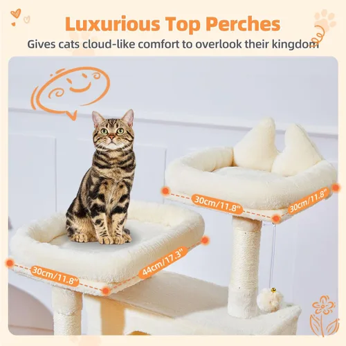 Vista 7 de Taoqimiao Árbol para gatos de 57.5 pulgadas, torre para gatos de interior para adultos, condominio extragrande para gatos, 8 postes rascadores