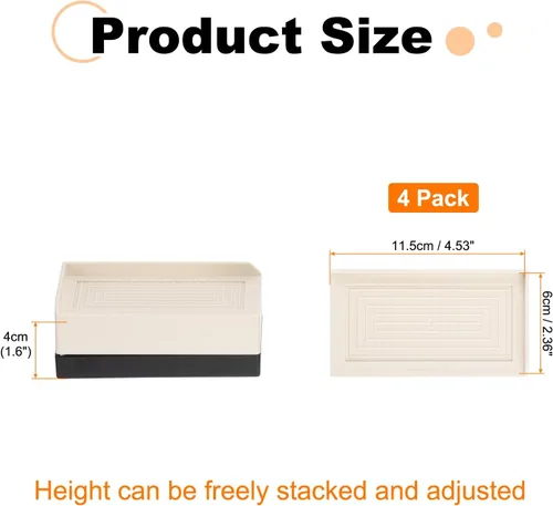 Vista 2 de uxcell Paquete de 4 elevadores rectangulares para cama, 1.6 pulgadas, borde en L, resistentes, ajustables, para cama, sofá, mesa y elevador de sofá