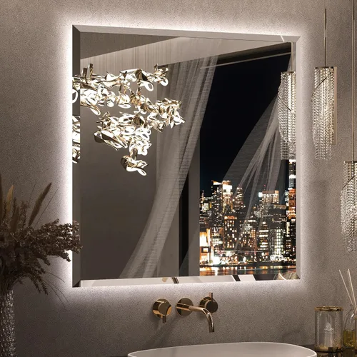 Vista 30 de Keonjinn - Espejo de 48x30 pulg retroiluminado LED para baño/tocador, luz de 3 colores ajustables blanca/cálida/natural, lúmenes altos, montaje