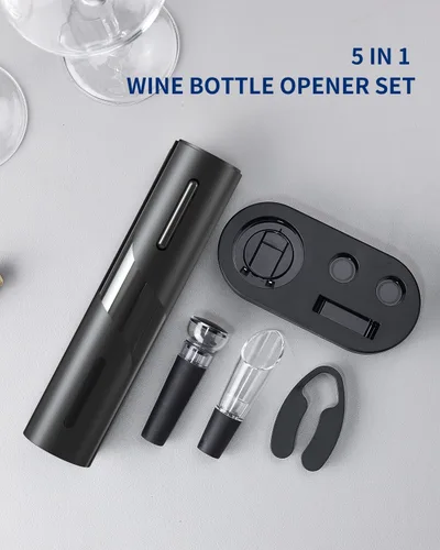 Vista 6 de Juego de abridor eléctrico de botellas de vino CIRCLE JOY - Sacacorchos recargable inalámbrico, juego de regalo con base de carga, cortador de papel