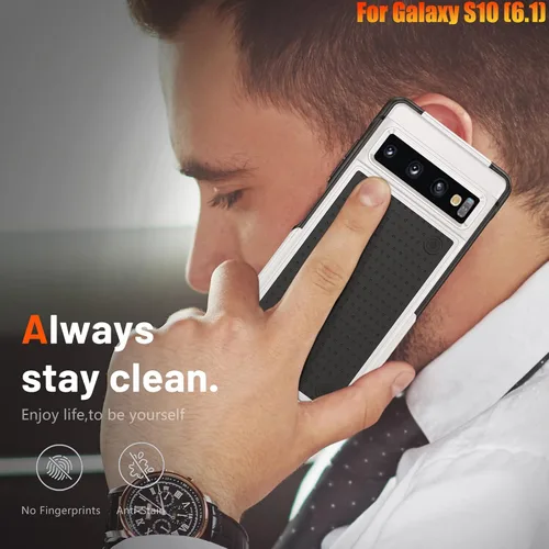 Vista 7 de Funda resistente para Samsung Galaxy S10 de 6.1 pulgadas, 4 esquinas con bolsas de aire [protección contra caídas de 12 pies], agarre texturizado