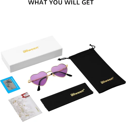 Vista 7 de Lentes de sol polarizados con forma de corazón para mujer, protección UV400, estilo encantador, marco de metal
