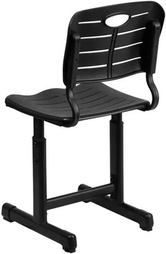 Vista 5 de Flash Furniture Silla de estudiante negra de altura ajustable con marco de pedestal negro