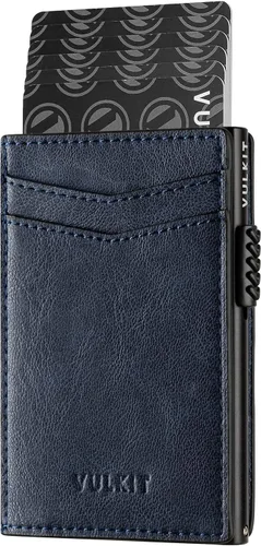 Vista 14 de VULKIT Billeteras delgadas para hombre, con bloqueo RFID, diseño minimalista con capacidad para hasta 11 tarjetas, Negro -, Minimalista