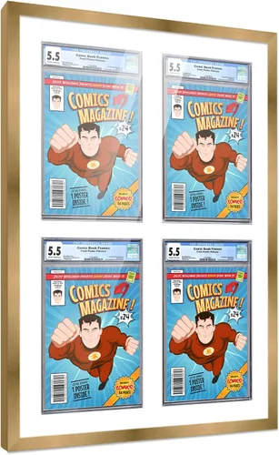 Vista 68 de Poster Palooza Marco de cómics con paspartú para 1 cómic de grado CGC, CBCS o PGX, marco de cómic de bronce para cómic de 8.125 x 13 pulgadas