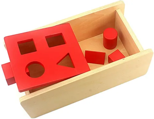 Vista 5 de DANNI Montessori Baby Imbucare - Caja con tapa abatible, 4 formas, aprendizaje de madera, educativo, preescolar, entrenamiento para niños, juguete