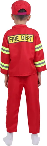 Vista 3 de vastwit Disfraz de bombero clásico unisex para niños y niñas