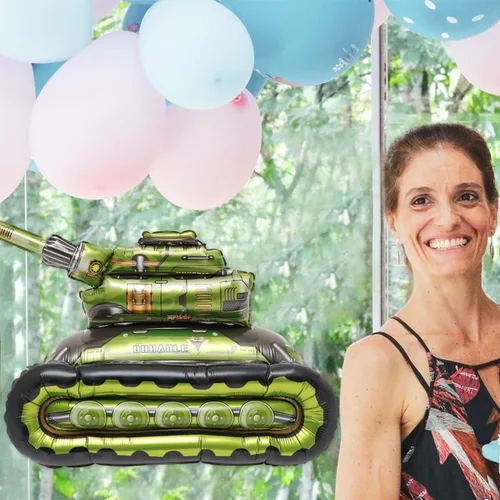 Vista 8 de Toddmomy Globos de papel de aluminio con diseño de tanque militar, globos de camuflaje, globos de construcción, globos inflables para decoraciones