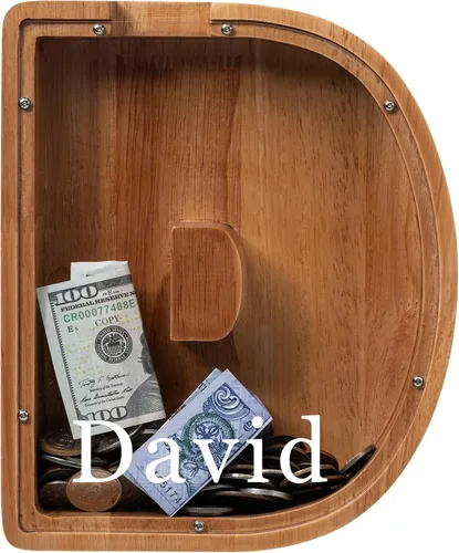 Vista 62 de Alcancía para niños y niñas, alcancía de madera con letra grande del alfabeto con inicial A, banco de monedas, regalos divertidos para cumpleaños