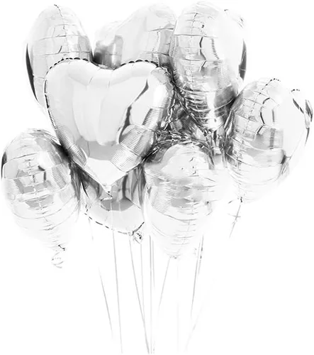 Vista 5 de 10 globos de papel de aluminio con forma de corazón de oro rosa, globos de helio, decoraciones de fiesta de cumpleaños, globos de boda para niños
