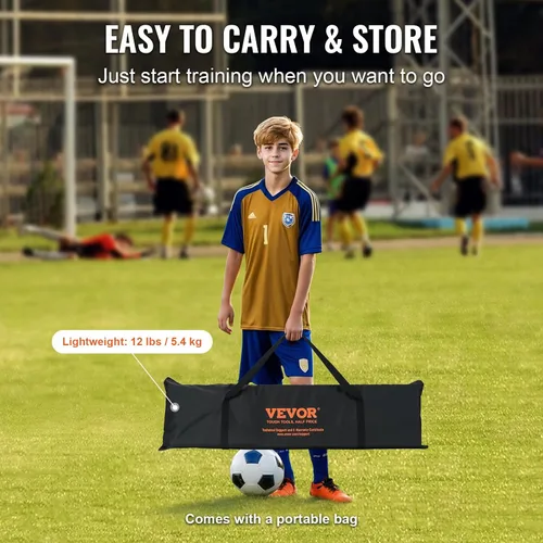 Vista 5 de VEVOR Soccer Trainer，Portable Soccer Rebounder Net, Iron Soccer Practice Equipment, Sports Football Rebounder Wall with Portable Bag, Perfect for