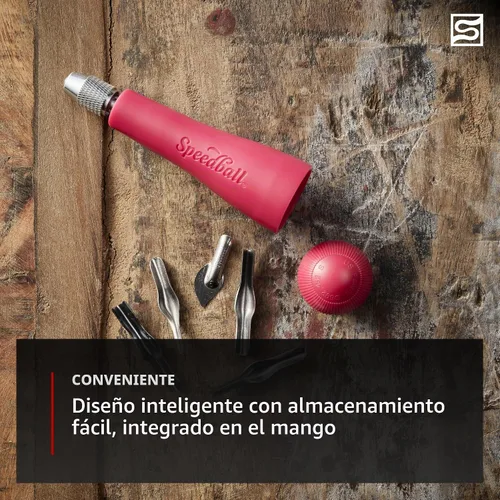 Vista 3 de Speedball Cortador de linóleo estilo cúter, con varias cuchillas Rojo