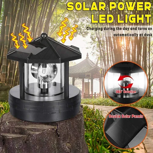 Vista 5 de HAKUNA Faro LED alimentado por energía solar, lámpara giratoria de 360 grados, impermeable, estatua giratoria para jardín, patio, decoración al aire