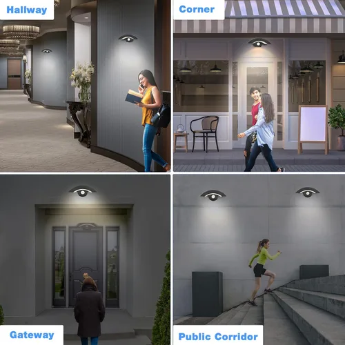 Vista 9 de Luces LED con sensor de movimiento para exteriores, 18 W, 1500 lm, luz de pared LED IP65, impermeable, lámpara de pared de aluminio de 3000 K, luz