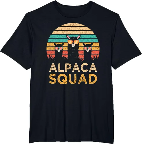 Vista 43 de Divertidas gafas de sol de escuadrón de alpaca Cool Alpacas Vintage Gift T-Shirt, Negro, S