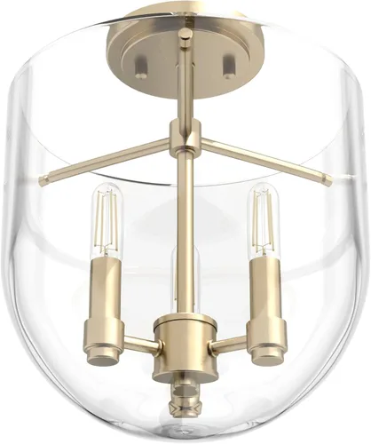 Vista 9 de Hunter - Sacha Alturas Gold de 3 luces, luz empotrada de tamaño mediano, regulable, estilo moderno, en forma de urna, para dormitorios, cocinas